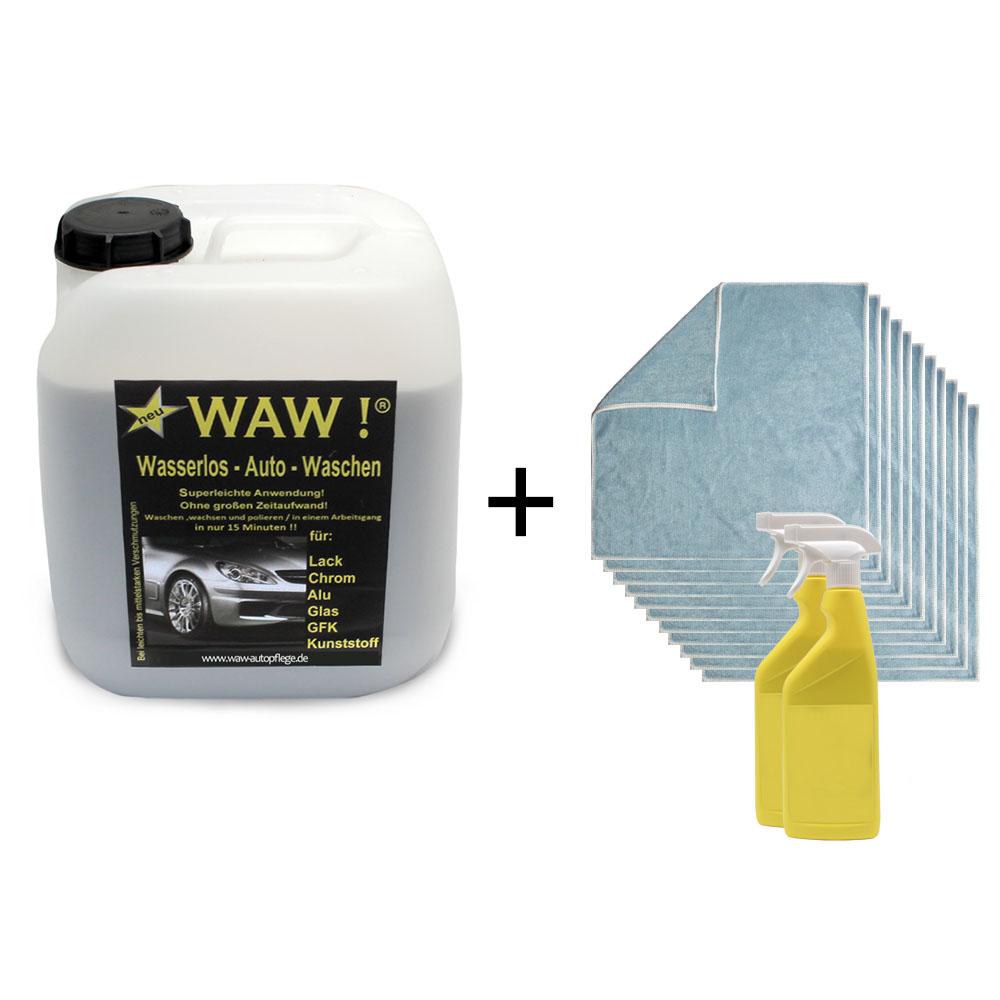 WAW ! – Sparset – 5 Liter + 10 Mikrofasertücher + 2 Leerflaschen
